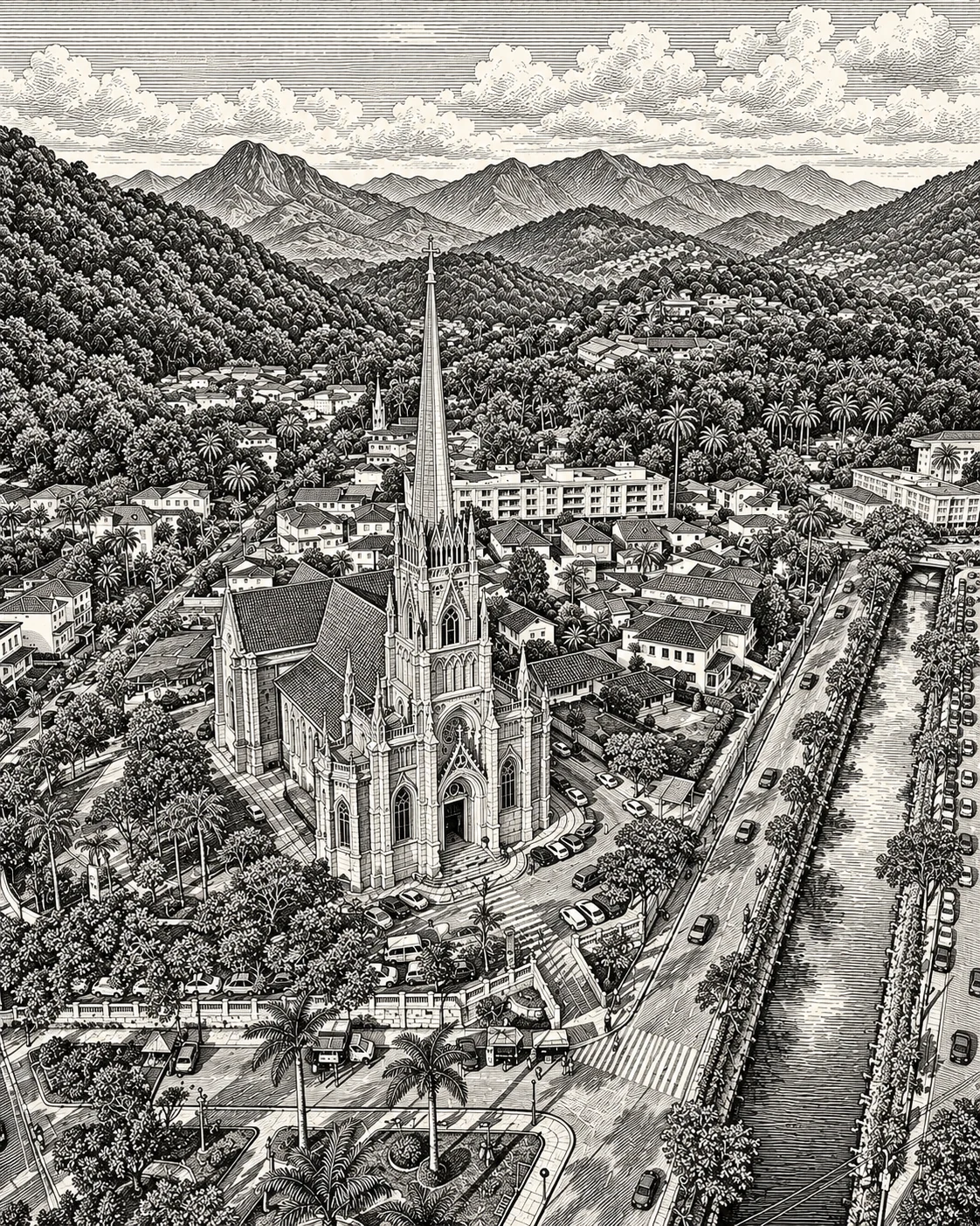Ilustração editorial da Catedral São Pedro de Alcântara